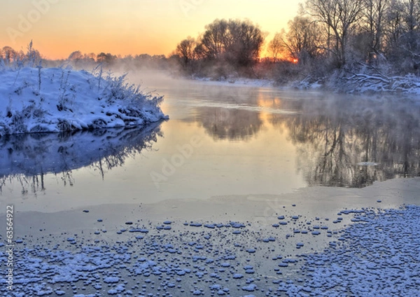 Obraz Winter. River. Sunset