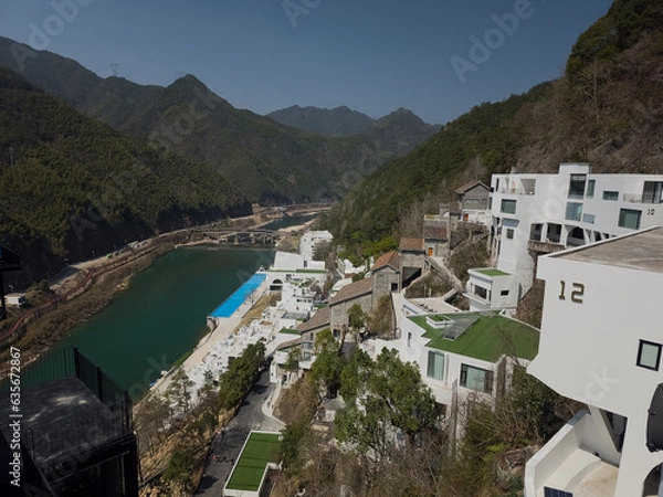 Fototapeta view of the river city
