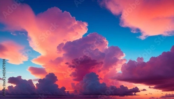 Obraz a pink and blue sky with clouds