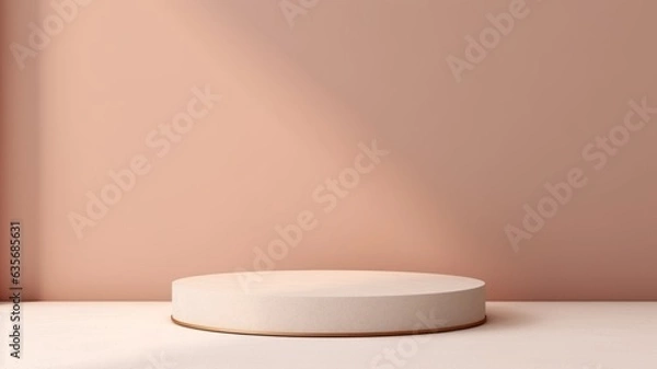 Fototapeta Abstract Minimalistic Product Display Podium. The Scene for Product Presentation. 3D Room with Geometric Platform Stage Pedestal. Ai Generated Podium Mockup for a Product advertisement.