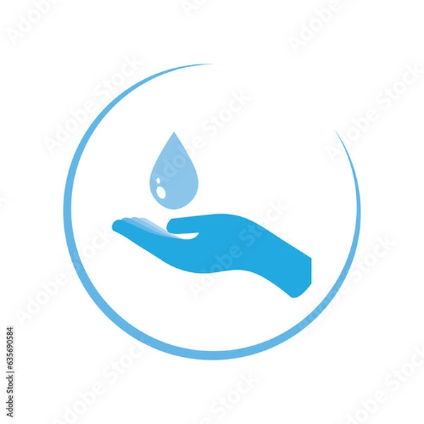 Obraz Vector of hands and water. Save water. On white background.