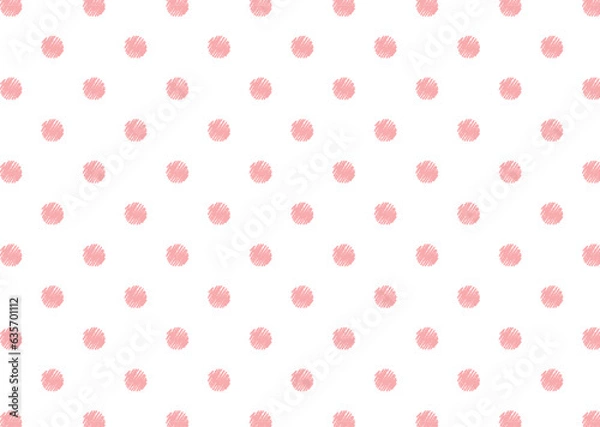 Obraz クレヨンタッチ ドット 水玉模様 シームレスパターン/ピンク