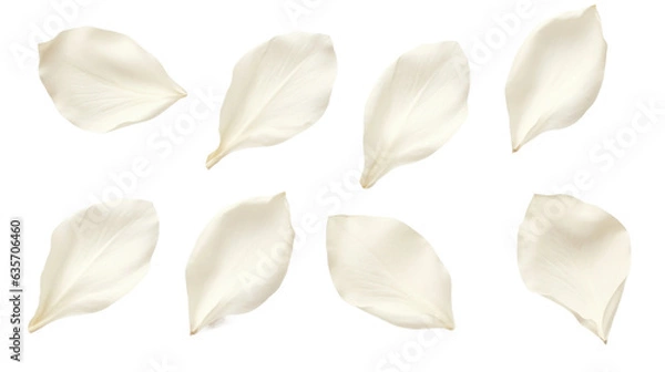 Fototapeta elegant collection of soft white flower petals isolated on a transparent background, generative ai 
