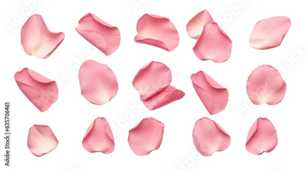 Fototapeta elegant collection of soft pink flower petals isolated on a transparent background, generative ai 