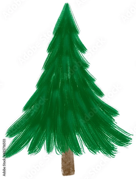 Fototapeta hand drawn Christmas tree.. Brush style illustration. Merry Christmas and happy new year.