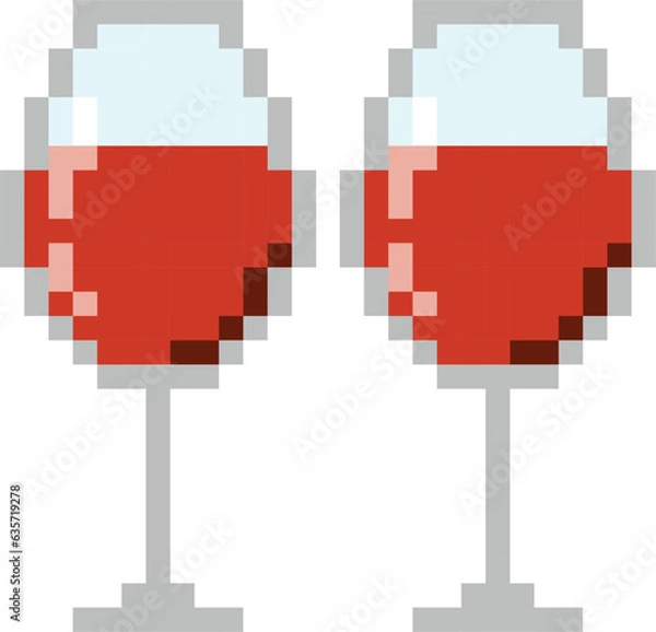 Obraz Wine glass pixel art vector