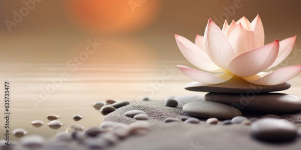 Fototapeta Detail of lotus flower on a blurred background, Concept of mindfulness