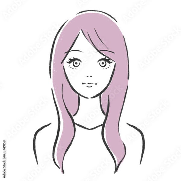 Fototapeta 微笑む女性　イラスト