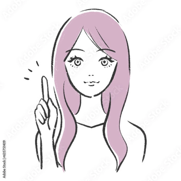 Fototapeta 指差しをする女性　イラスト
