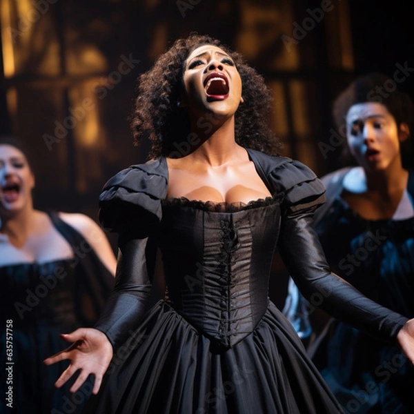 Obraz Black woman opera singer. Generative AI.