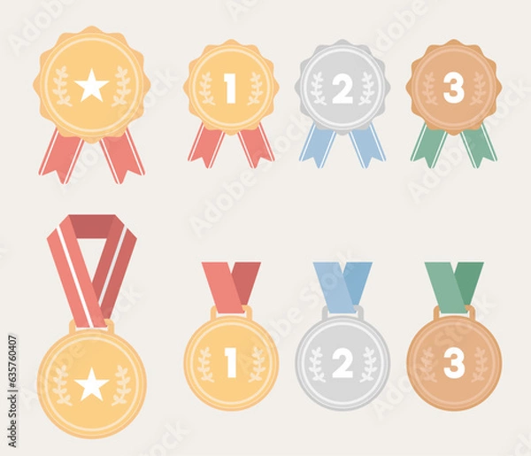 Obraz 시상식 어워즈 인증 마크, 메달 일러스트 세트