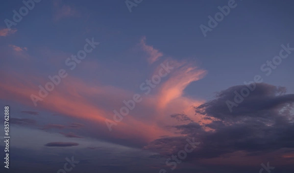 Fototapeta Sunset sky with orange clouds. Nature background.