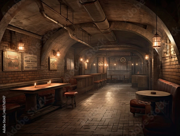 Fototapeta Underground Speakeasy: A Rustic and Smokey Venue for Hidden Parties