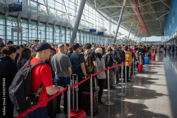 Obraz People at airport, waiting in line