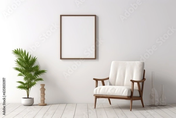 Fototapeta a minimal interior with a simple mockup frame.