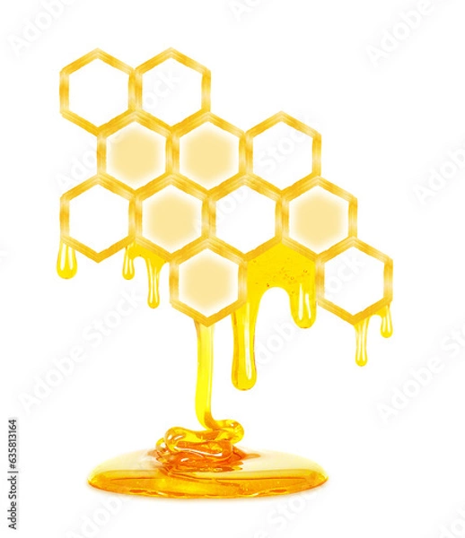 Fototapeta honey dripping from honeycomb isolated on white background