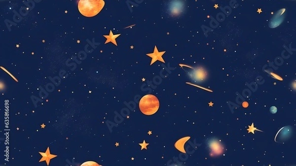 Fototapeta Seamless pattern of planets and stars