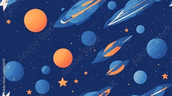 Fototapeta Seamless pattern of planets and stars