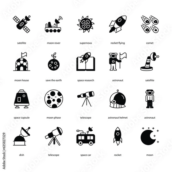 Obraz space related icon set