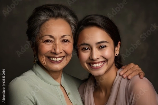 Fototapeta A Precious Moment between a Mother and Daughter. A fictional character Created By Generated AI.