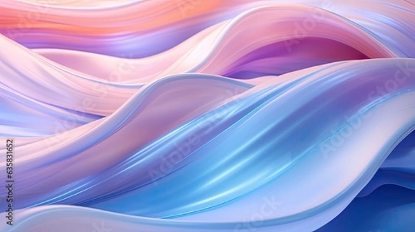 Fototapeta Radiant plastic waves in harmonious gradient