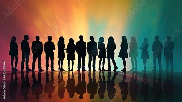 Fototapeta Diversity in Accordance. Multiethnic Business Colleagues Collaboration with Assorted Silhouette - Concept of Bargain Agreements and Harmony among Co-Workers