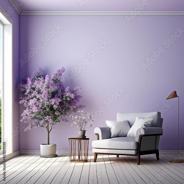 Obraz Living room home interior background. Empty wall mock up. Ai generated