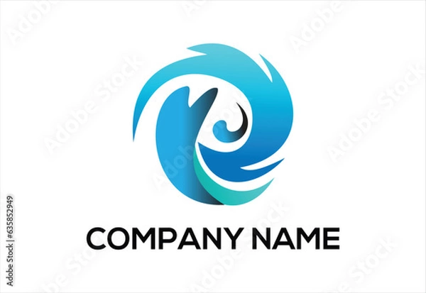 Fototapeta collection of ocean logo with waves and seagulls