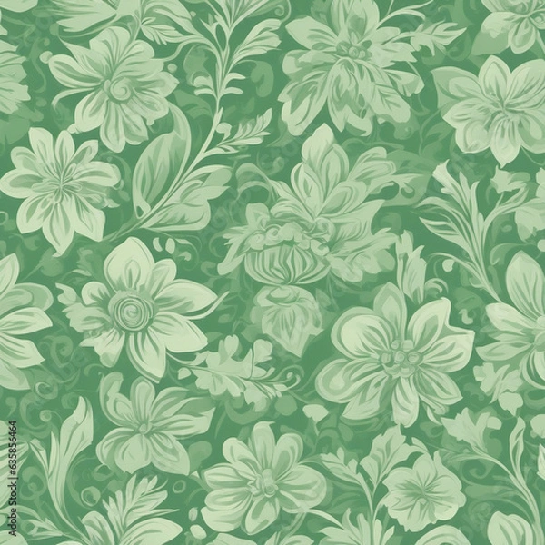 Fototapeta Seamless floral background. Generative AI.