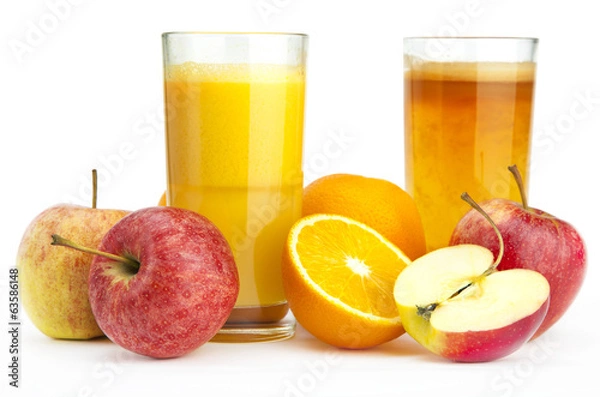 Obraz Orange and apple juice against