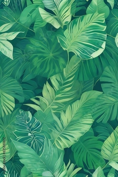 Obraz Green leaves seamless pattern