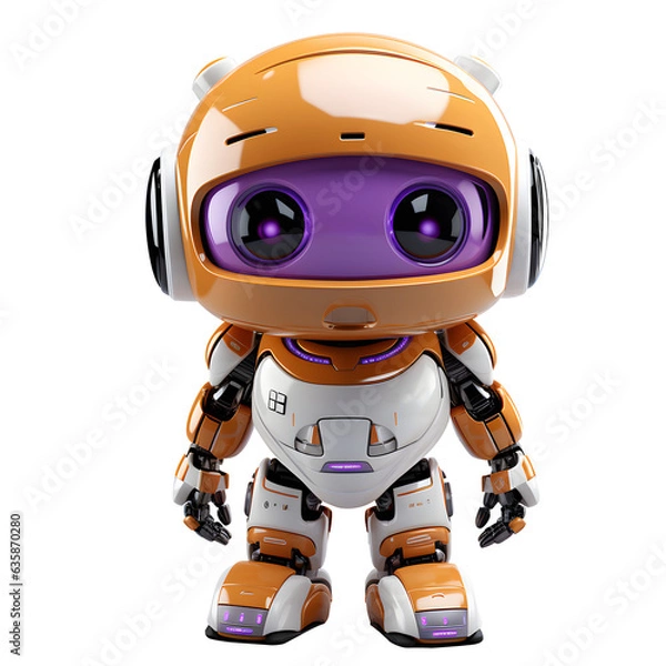 Fototapeta Cute robot teen, mini unit robot toy gesturing. Generative AI