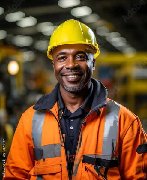Fototapeta Illustration of Dedicated Man Working in Industry with Machinery Generative AI
