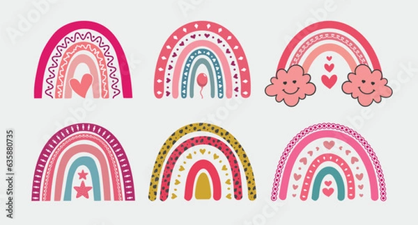 Obraz Mothers Day Mom is Queen Ever Design SVG Sumilation Rainbos set. Rainbow collection. Pink Rainbows.  Mothers day Rainbow
