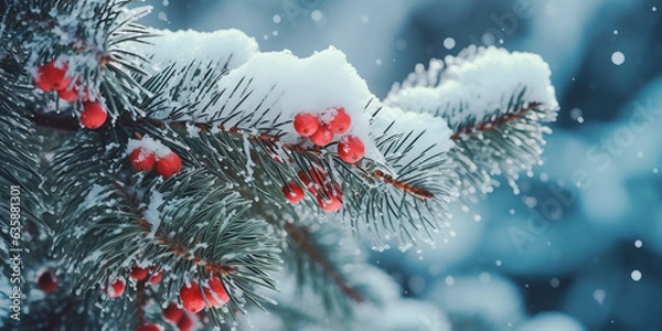 Fototapeta christmas tree in snow