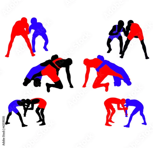 Obraz Wrestling vector silhouettes 
