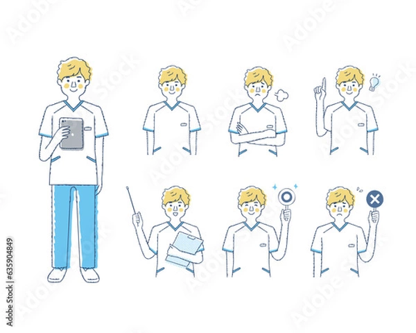 Fototapeta 男性医療従事者の表情　バリエーションセット