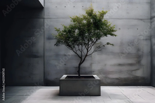 Fototapeta Tree in a grunge grey room