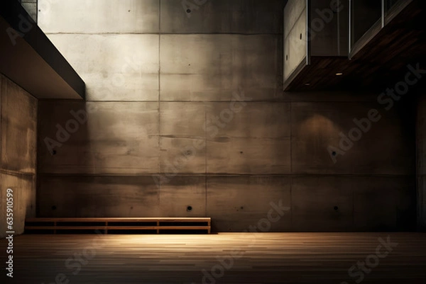 Fototapeta large empty room with a bench