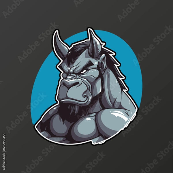 Obraz Angry Muscle Donkey Mascot vector Illustration