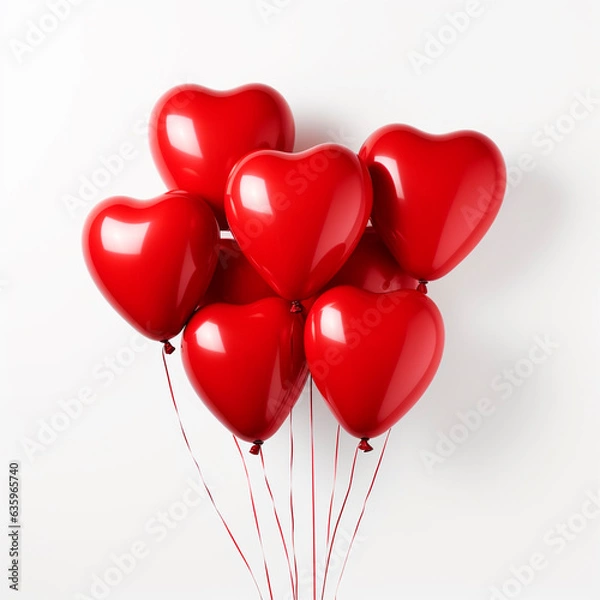 Fototapeta elegant red balloons for valentine's day, couple celebration