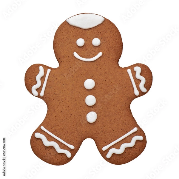 Obraz Hand painted gingerbread man cookie, cut out, isolated