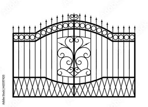 Obraz Forged gate isolated on white background.