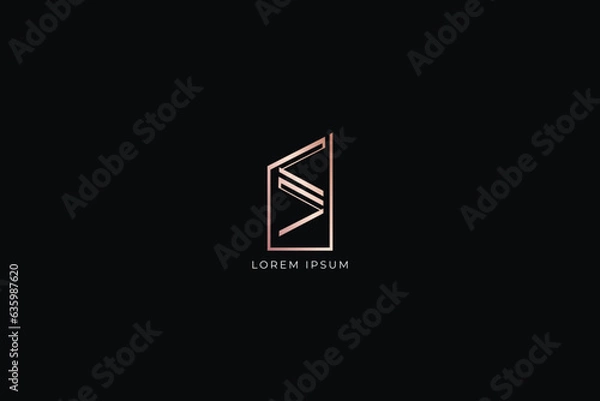 Fototapeta S letter modern line style abstract fashion brand luxury style design modern style creative golden wordmark design typography illustration, sv wordmark, s lettering logo