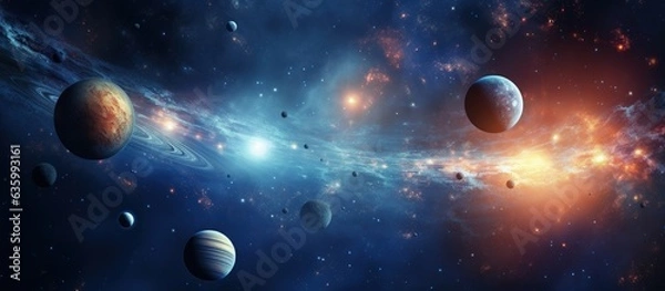 Fototapeta Planets with nebula in the background, planets of a solar system, Generative AI