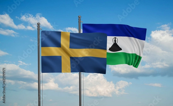 Fototapeta Lesotho and Sweden flag