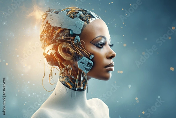 Fototapeta artificial intelligence and human body marketing concept 