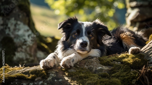 Fototapeta A shepherd dog resting after his work