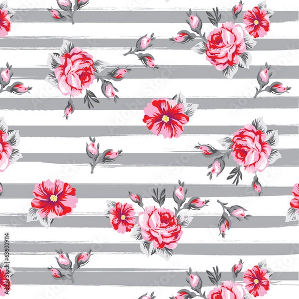 Obraz Roses pattern on grunge horizontal lines