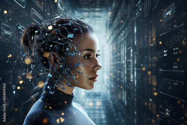 Fototapeta artificial intelligence and human body marketing concept 